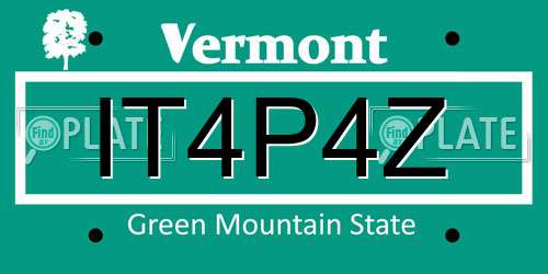 IT4P4Z Vermont License Plate