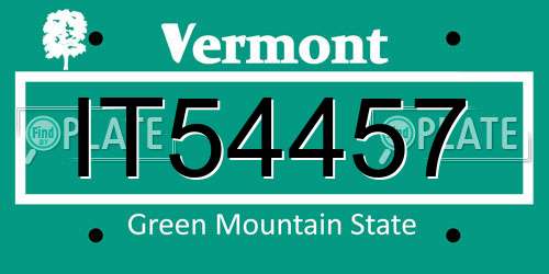 IT54457 Vermont License Plate