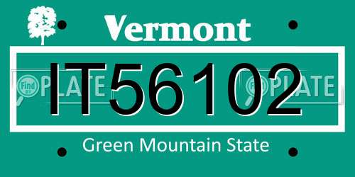 IT56102 Vermont License Plate