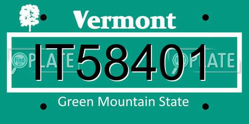 IT58401 Vermont License Plate