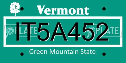 IT5A452 Vermont License Plate