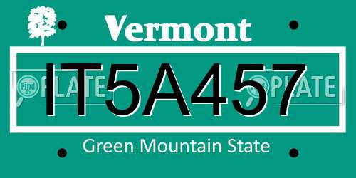 IT5A457 Vermont License Plate