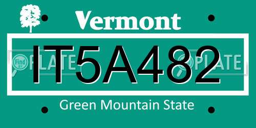 IT5A482 Vermont License Plate