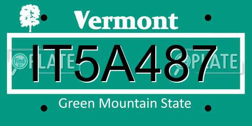IT5A487 Vermont License Plate
