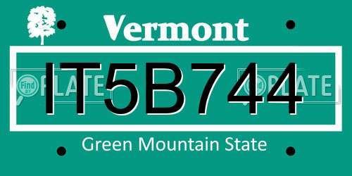 IT5B744 Vermont License Plate