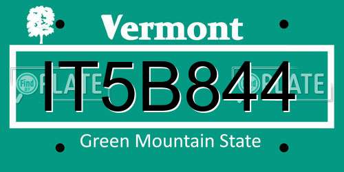 IT5B844 Vermont License Plate