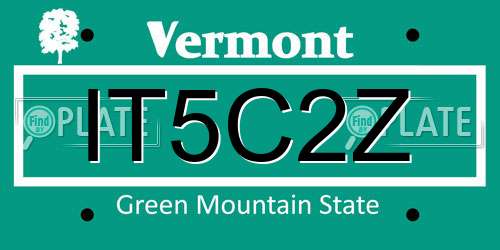 IT5C2Z Vermont License Plate