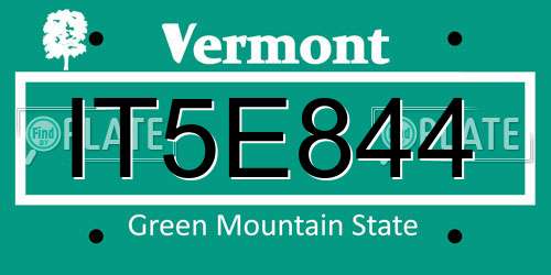 IT5E844 Vermont License Plate