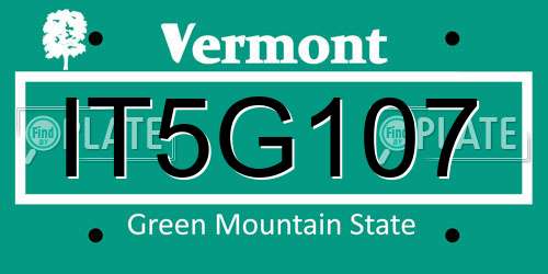 IT5G107 Vermont License Plate