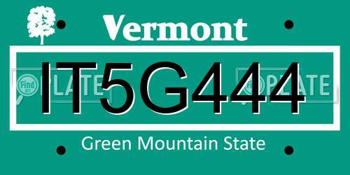 IT5G444 Vermont License Plate
