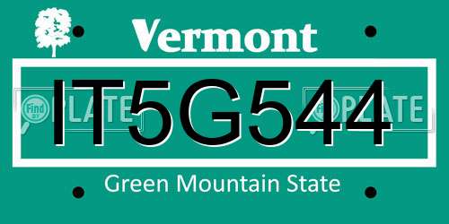IT5G544 Vermont License Plate