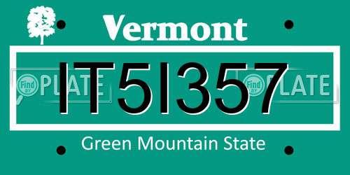 IT5I357 Vermont License Plate