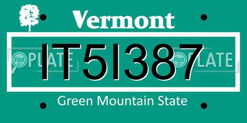 IT5I387 Vermont License Plate
