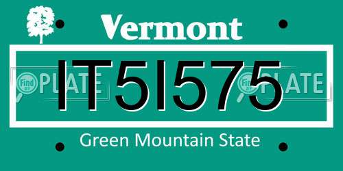 IT5I575 Vermont License Plate