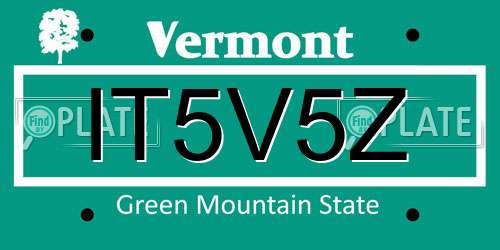 IT5V5Z Vermont License Plate