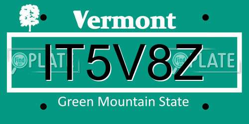IT5V8Z Vermont License Plate