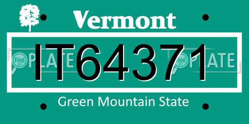IT64371 Vermont License Plate