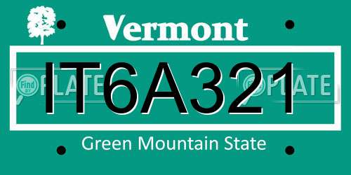 IT6A321 Vermont License Plate