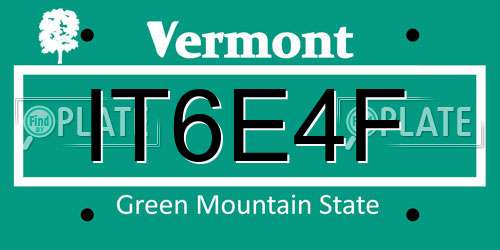 IT6E4F Vermont License Plate