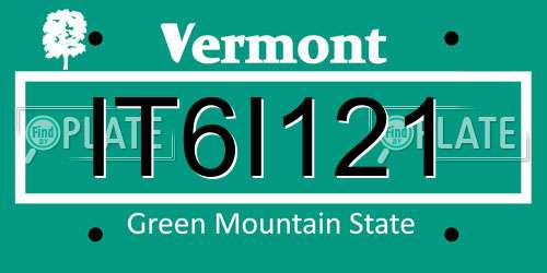 IT6I121 Vermont License Plate