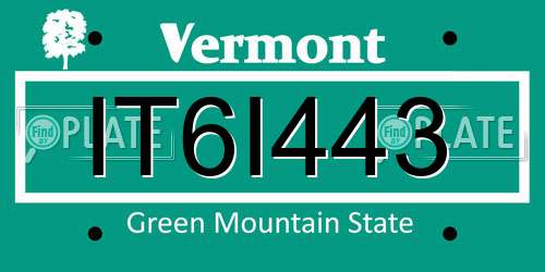 IT6I443 Vermont License Plate