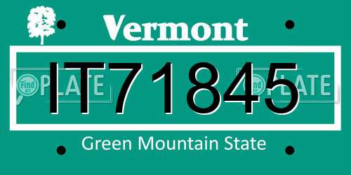 IT71845 Vermont License Plate