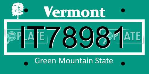 IT78981 Vermont License Plate