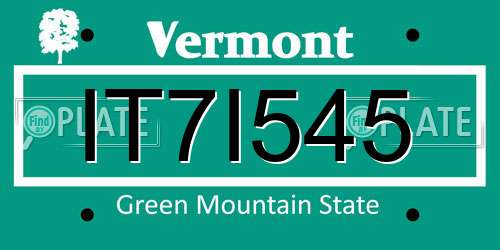 IT7I545 Vermont License Plate