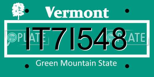 IT7I548 Vermont License Plate