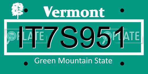 IT7S951 Vermont License Plate