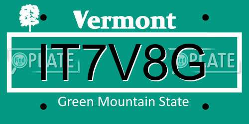 IT7V8G Vermont License Plate