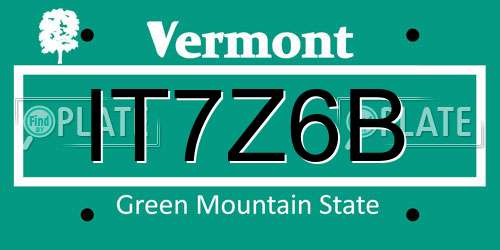 IT7Z6B Vermont License Plate