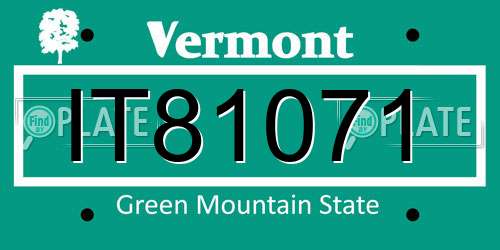 IT81071 Vermont License Plate