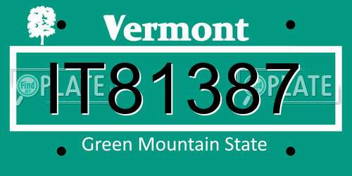 IT81387 Vermont License Plate