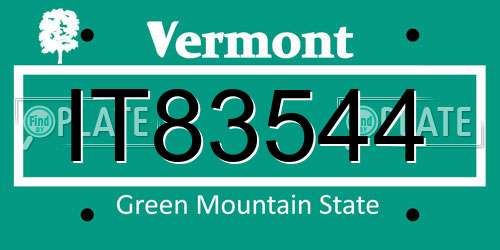 IT83544 Vermont License Plate