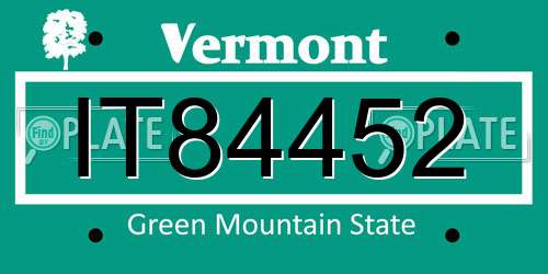 IT84452 Vermont License Plate