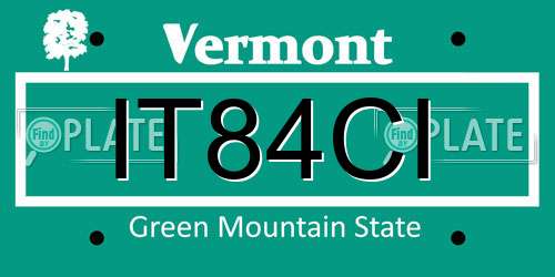 IT84CI Vermont License Plate