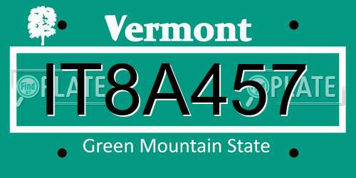 IT8A457 Vermont License Plate