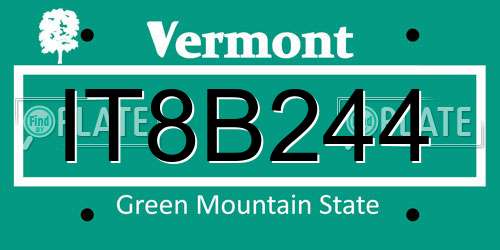 IT8B244 Vermont License Plate