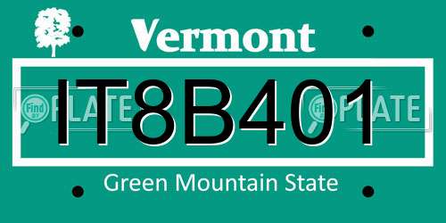 IT8B401 Vermont License Plate