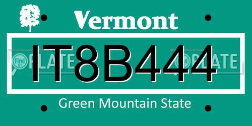 IT8B444 Vermont License Plate