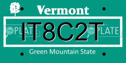 IT8C2T Vermont License Plate