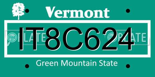 IT8C624 Vermont License Plate