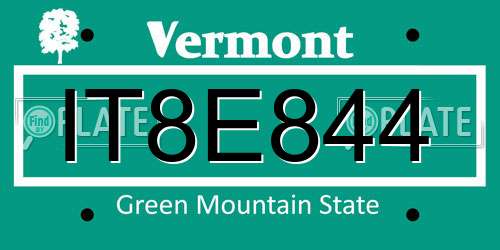IT8E844 Vermont License Plate