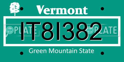 IT8I382 Vermont License Plate