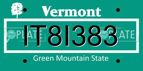 IT8I383 Vermont License Plate
