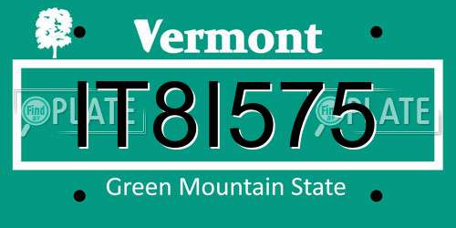 IT8I575 Vermont License Plate