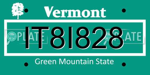 IT8I828 Vermont License Plate