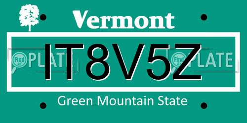 IT8V5Z Vermont License Plate