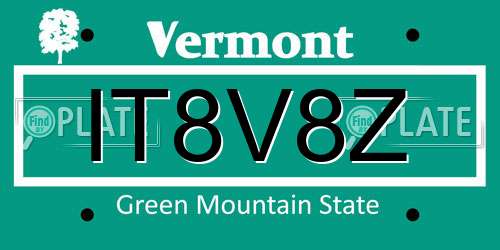 IT8V8Z Vermont License Plate